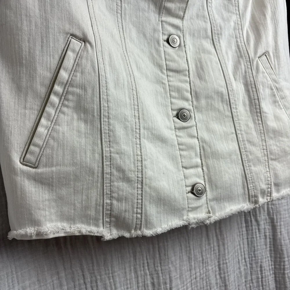 Logo-by-lori-goldstein White Distressed Denim Vest Women's 14